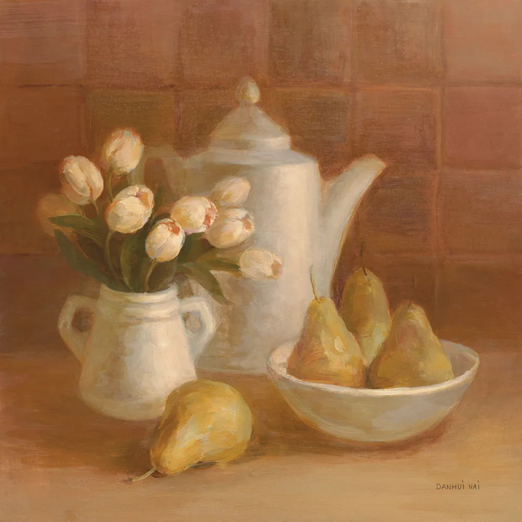 Ironstone with Tulips by Danhui Nai. SKU 95029a. Archival Giclee Fine art print for wall decor.