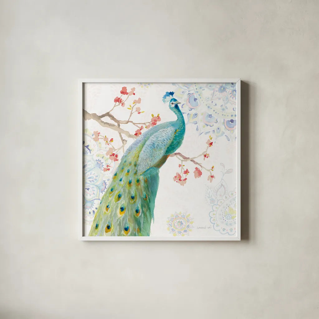 Jaipur I by Danhui Nai. Shown in a crisp white glass frame for a clean and minimalist style. Available as an archival giclee rolled canvas, fine art paper, or poster print. SKU 38670a.