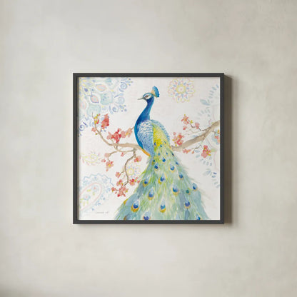 Jaipur II by Danhui Nai. Shown in a sleek black glass frame for a contemporary gallery look. Available as an archival giclee rolled canvas, fine art paper, or poster print. SKU 38671a.