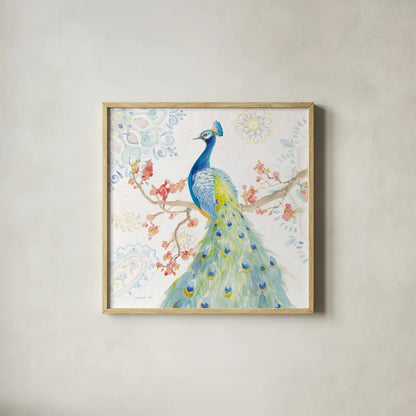 Jaipur II by Danhui Nai. Shown in a natural wood glass frame for a timeless modern aesthetic. Available as an archival giclee rolled canvas, fine art paper, or poster print. SKU 38671a.
