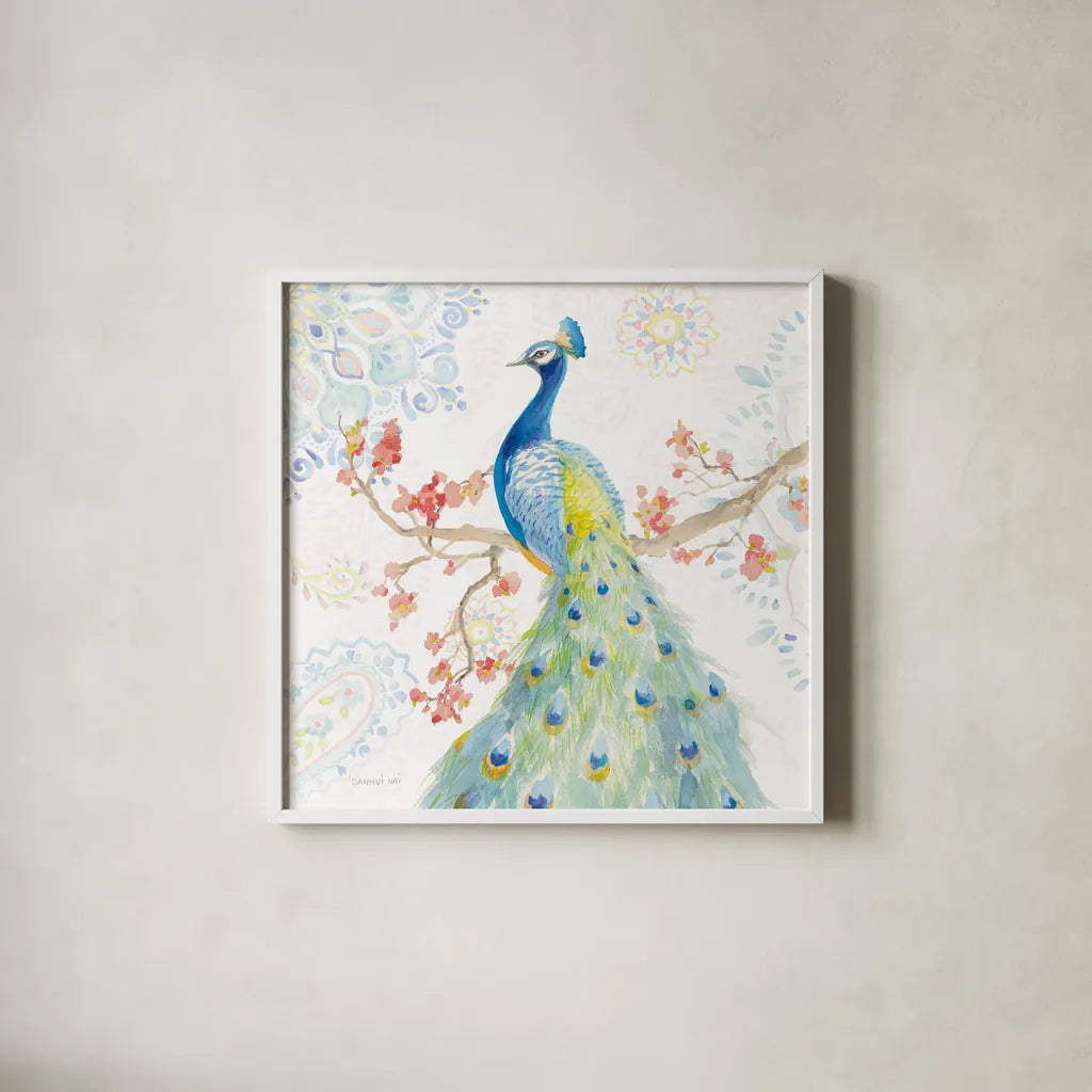 Jaipur II by Danhui Nai. Shown in a crisp white glass frame for a clean and minimalist style. Available as an archival giclee rolled canvas, fine art paper, or poster print. SKU 38671a.