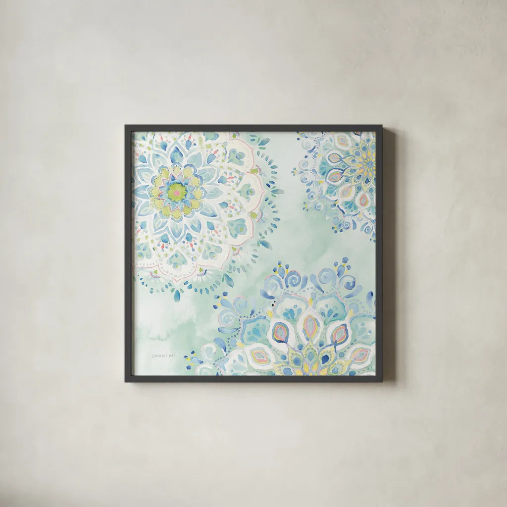 Jaipur III by Danhui Nai. Shown in a sleek black glass frame for a contemporary gallery look. Available as an archival giclee rolled canvas, fine art paper, or poster print. SKU 38672a.