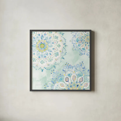 Jaipur III by Danhui Nai. Shown in a sleek black glass frame for a contemporary gallery look. Available as an archival giclee rolled canvas, fine art paper, or poster print. SKU 38672a.