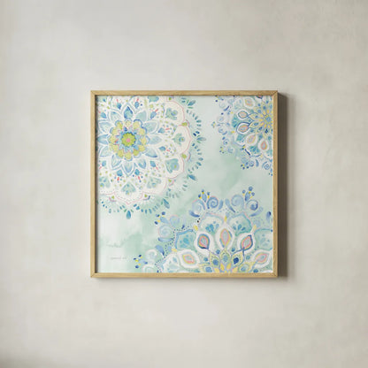 Jaipur III by Danhui Nai. Shown in a natural wood glass frame for a timeless modern aesthetic. Available as an archival giclee rolled canvas, fine art paper, or poster print. SKU 38672a.