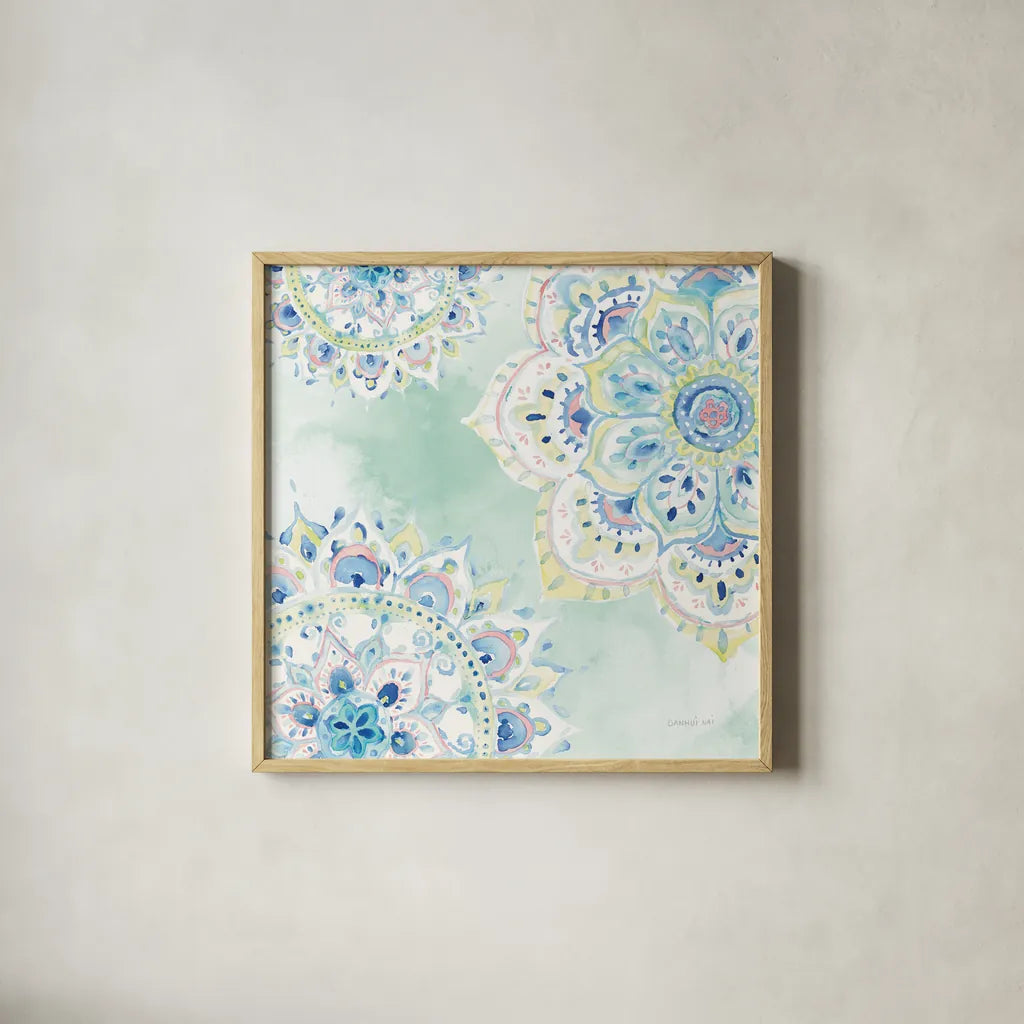 Jaipur IV by Danhui Nai. Shown in a natural wood glass frame for a timeless modern aesthetic. Available as an archival giclee rolled canvas, fine art paper, or poster print. SKU 38673a.