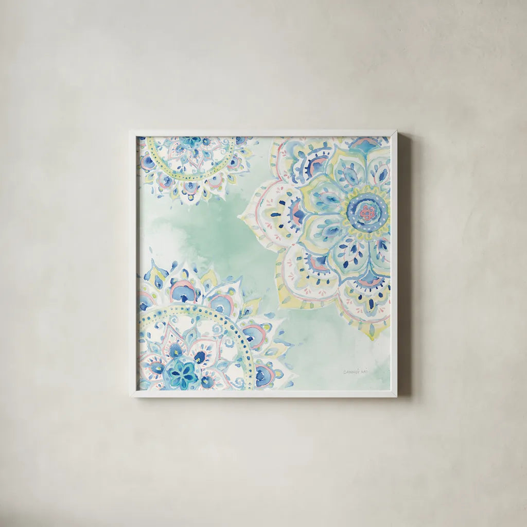 Jaipur IV by Danhui Nai. Shown in a crisp white glass frame for a clean and minimalist style. Available as an archival giclee rolled canvas, fine art paper, or poster print. SKU 38673a.