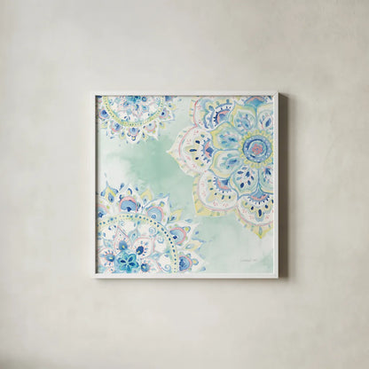 Jaipur IV by Danhui Nai. Shown in a crisp white glass frame for a clean and minimalist style. Available as an archival giclee rolled canvas, fine art paper, or poster print. SKU 38673a.