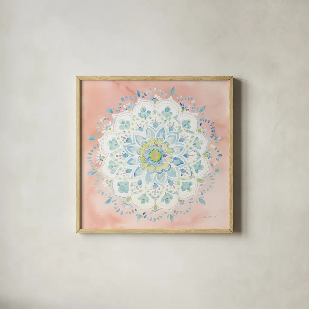 Jaipur V by Danhui Nai. Shown in a natural wood glass frame for a timeless modern aesthetic. Available as an archival giclee rolled canvas, fine art paper, or poster print. SKU 38674a.