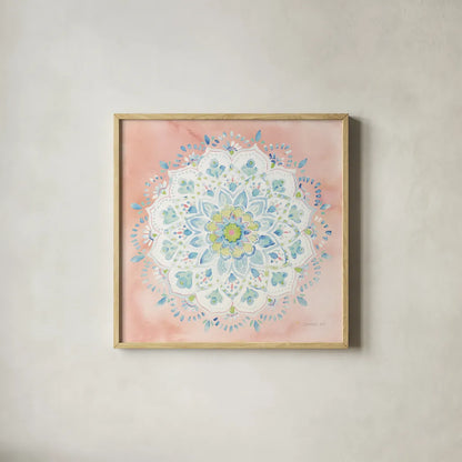 Jaipur V by Danhui Nai. Shown in a natural wood glass frame for a timeless modern aesthetic. Available as an archival giclee rolled canvas, fine art paper, or poster print. SKU 38674a.