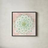 Jaipur V Blush by Danhui Nai. Shown in a sleek black glass frame for a contemporary gallery look. Available as an archival giclee rolled canvas, fine art paper, or poster print. SKU 56947a.