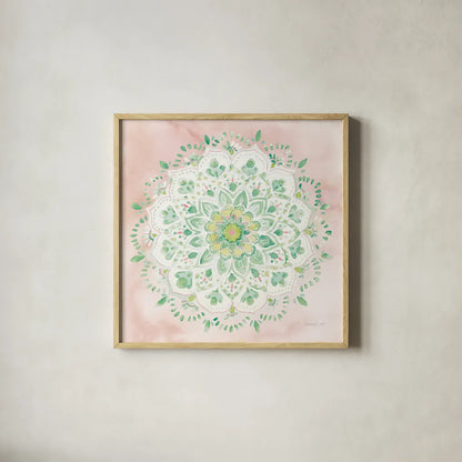 Jaipur V Blush by Danhui Nai. Shown in a natural wood glass frame for a timeless modern aesthetic. Available as an archival giclee rolled canvas, fine art paper, or poster print. SKU 56947a.