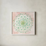 Jaipur V Blush by Danhui Nai. Shown in a crisp white glass frame for a clean and minimalist style. Available as an archival giclee rolled canvas, fine art paper, or poster print. SKU 56947a.