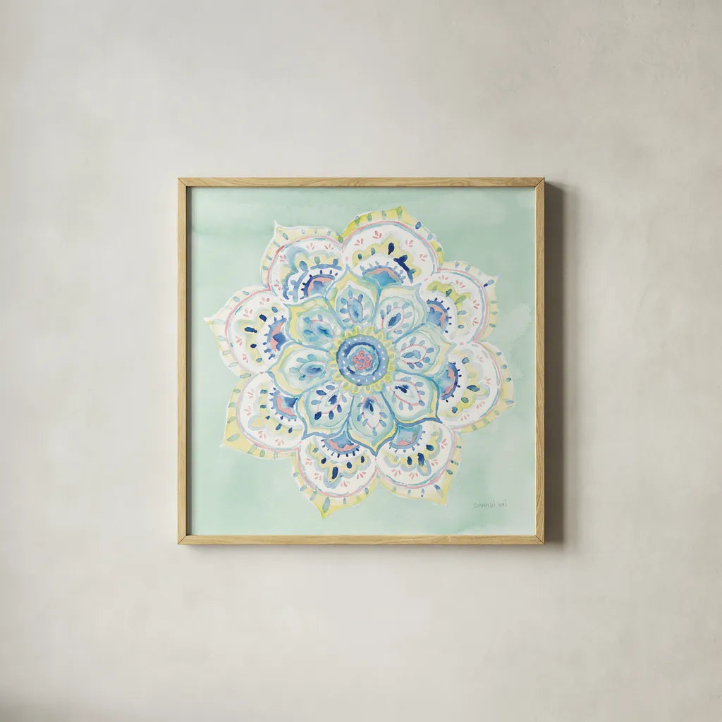 Jaipur VI by Danhui Nai. Shown in a natural wood glass frame for a timeless modern aesthetic. Available as an archival giclee rolled canvas, fine art paper, or poster print. SKU 38675a.