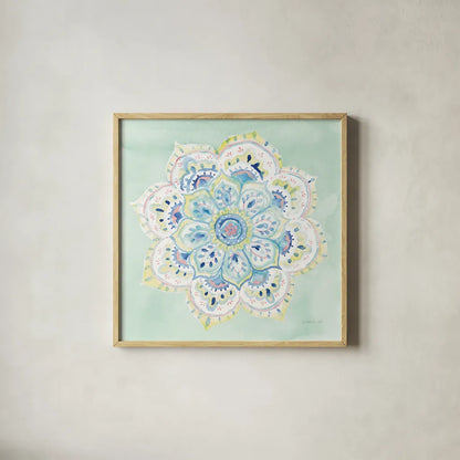 Jaipur VI by Danhui Nai. Shown in a natural wood glass frame for a timeless modern aesthetic. Available as an archival giclee rolled canvas, fine art paper, or poster print. SKU 38675a.