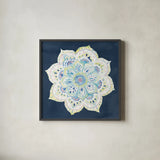 Jaipur VI Navy by Danhui Nai. Shown in a sleek black glass frame for a contemporary gallery look. Available as an archival giclee rolled canvas, fine art paper, or poster print. SKU 39356a.