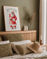 Jolly Santa by Danhui Nai. shown as a paper print in a natural frame. Available as a archival giclee rolled canvas, fine art paper, or poster print. SKU 80001h.