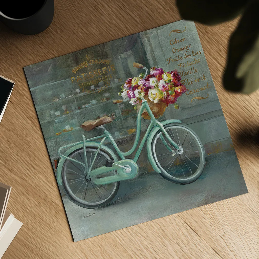 Joy of Paris I by Danhui Nai. Shown as a detailed flat fine art print, highlighting archival giclee quality. Available as an archival giclee rolled canvas, fine art paper, or poster print. SKU 18238a.