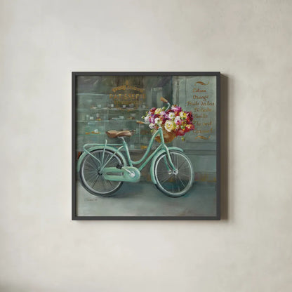 Joy of Paris I by Danhui Nai. Shown in a sleek black glass frame for a contemporary gallery look. Available as an archival giclee rolled canvas, fine art paper, or poster print. SKU 18238a.