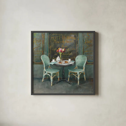Joy of Paris II by Danhui Nai. Shown in a sleek black glass frame for a contemporary gallery look. Available as an archival giclee rolled canvas, fine art paper, or poster print. SKU 18239a.