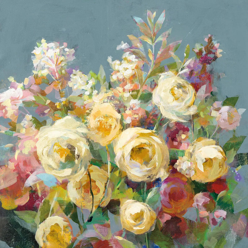 Joy of the Garden Sq II Yellow by Danhui Nai. SKU 53135a. Archival Giclee Fine art print for wall decor.