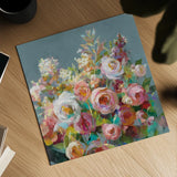 Joy of the Garden Square II by Danhui Nai. Shown as a detailed flat fine art print, highlighting archival giclee quality. Available as an archival giclee rolled canvas, fine art paper, or poster print. SKU 53137a.