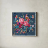 Joyful Bouquet by Danhui Nai. Shown in a crisp white glass frame for a clean and minimalist style. Available as an archival giclee rolled canvas, fine art paper, or poster print. SKU 67707a.