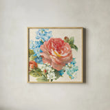 June Abundance I by Danhui Nai. Shown in a natural wood glass frame for a timeless modern aesthetic. Available as an archival giclee rolled canvas, fine art paper, or poster print. SKU 91467a.