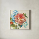 June Abundance I by Danhui Nai. Shown in a crisp white glass frame for a clean and minimalist style. Available as an archival giclee rolled canvas, fine art paper, or poster print. SKU 91467a.