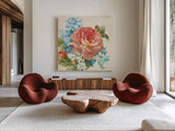 June Abundance I by Danhui Nai. Shown as extra-large giant wall art in a modern living room. Available as an archival giclee rolled canvas, fine art paper, or poster print. SKU 91467a.