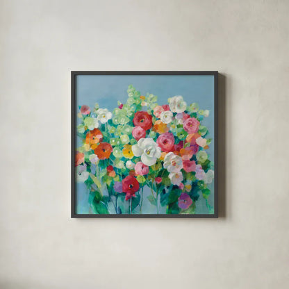 June Beauties by Danhui Nai. Shown in a sleek black glass frame for a contemporary gallery look. Available as an archival giclee rolled canvas, fine art paper, or poster print. SKU 54074a.