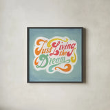 Just Living the Dream by Danhui Nai. Shown in a sleek black glass frame for a contemporary gallery look. Available as an archival giclee rolled canvas, fine art paper, or poster print. SKU 101295a.