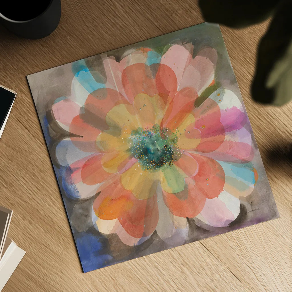 Kaleidoscope Flower by Danhui Nai. Shown as a detailed flat fine art print, highlighting archival giclee quality. Available as an archival giclee rolled canvas, fine art paper, or poster print. SKU 66548a.