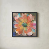 Kaleidoscope Flower by Danhui Nai. Shown in a sleek black glass frame for a contemporary gallery look. Available as an archival giclee rolled canvas, fine art paper, or poster print. SKU 66548a.