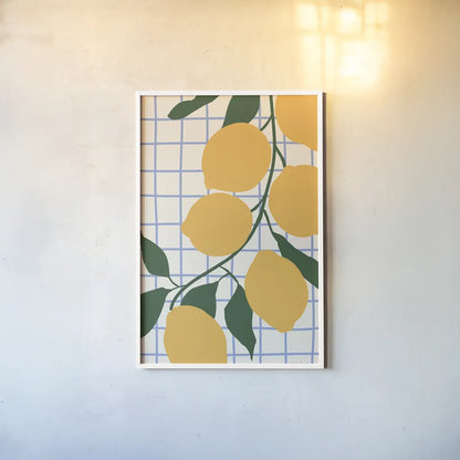 Kitchen Lemons by Danhui Nai. shown as a paper print in a white frame. Available as a archival giclee rolled canvas, fine art paper, or poster print. SKU 94981h.