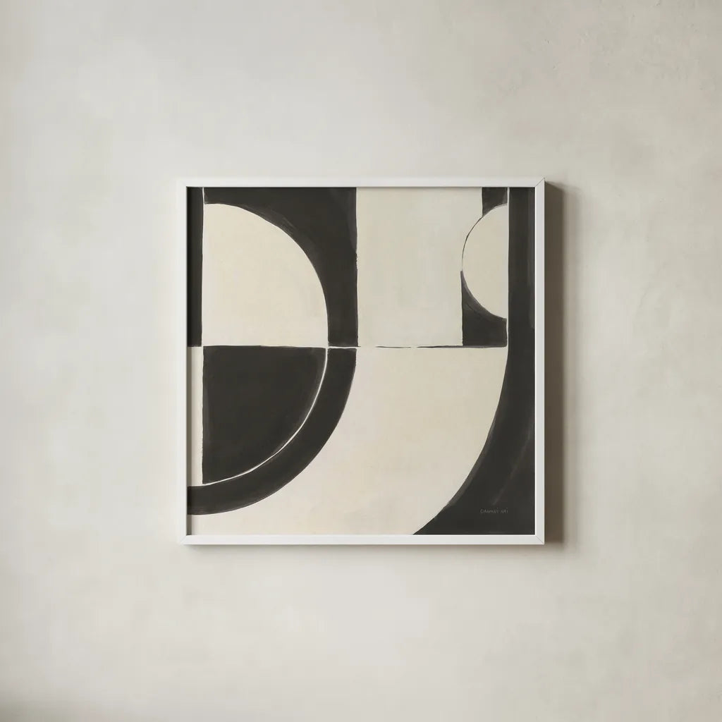 Laid Back by Danhui Nai. Shown in a crisp white glass frame for a clean and minimalist style. Available as an archival giclee rolled canvas, fine art paper, or poster print. SKU 86541a.