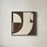 Laid Back Chocolate Brown by Danhui Nai. Shown in a sleek black glass frame for a contemporary gallery look. Available as an archival giclee rolled canvas, fine art paper, or poster print. SKU 91418a.