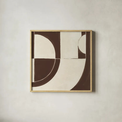 Laid Back Chocolate Brown by Danhui Nai. Shown in a natural wood glass frame for a timeless modern aesthetic. Available as an archival giclee rolled canvas, fine art paper, or poster print. SKU 91418a.
