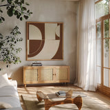Laid Back Sepia by Danhui Nai. Shown in a natural wood frame in a cozy modern living room. Available as an archival giclee rolled canvas, fine art paper, or poster print. SKU 91300a.