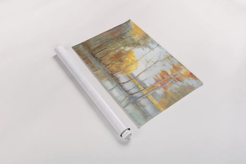 Lakeside Reflection Crop by Danhui Nai. shown as a rolled paper print. Available as archival giclee rolled canvas, fine art paper, or poster print. SKU 50232i.