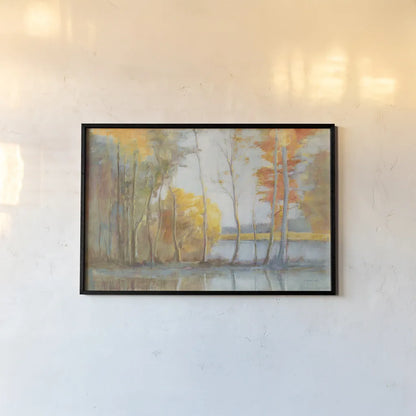 Lakeside Reflection Crop by Danhui Nai. shown as a paper print in a black flame. Available as a archival giclee rolled canvas, fine art paper, or poster print. SKU 50232i.