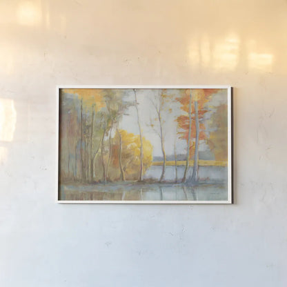 Lakeside Reflection Crop by Danhui Nai. shown as a paper print in a white frame. Available as a archival giclee rolled canvas, fine art paper, or poster print. SKU 50232i.