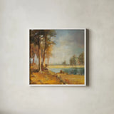 Landscape Trio I by Danhui Nai. Shown in a crisp white glass frame for a clean and minimalist style. Available as an archival giclee rolled canvas, fine art paper, or poster print. SKU 22002a.
