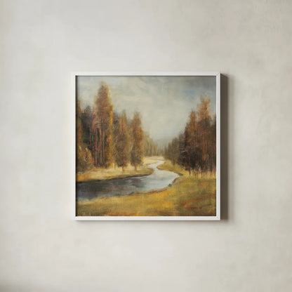 Landscape Trio III by Danhui Nai. Shown in a crisp white glass frame for a clean and minimalist style. Available as an archival giclee rolled canvas, fine art paper, or poster print. SKU 22004a.