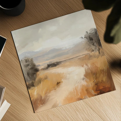 Landscape in Yellow Ochre by Danhui Nai. Shown as a detailed flat fine art print, highlighting archival giclee quality. Available as an archival giclee rolled canvas, fine art paper, or poster print. SKU 88417a.