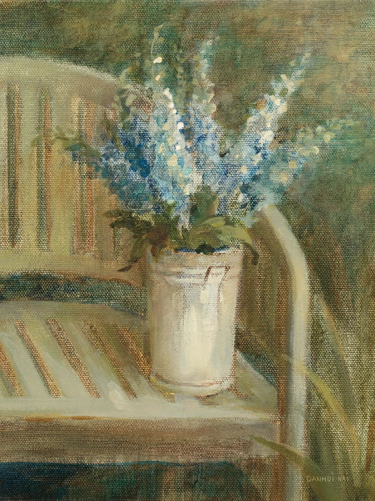 Larkspur Bouquet on Bench by Danhui Nai