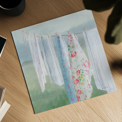 Laundry Day I by Danhui Nai. Shown as a detailed flat fine art print, highlighting archival giclee quality. Available as an archival giclee rolled canvas, fine art paper, or poster print. SKU 73583a.