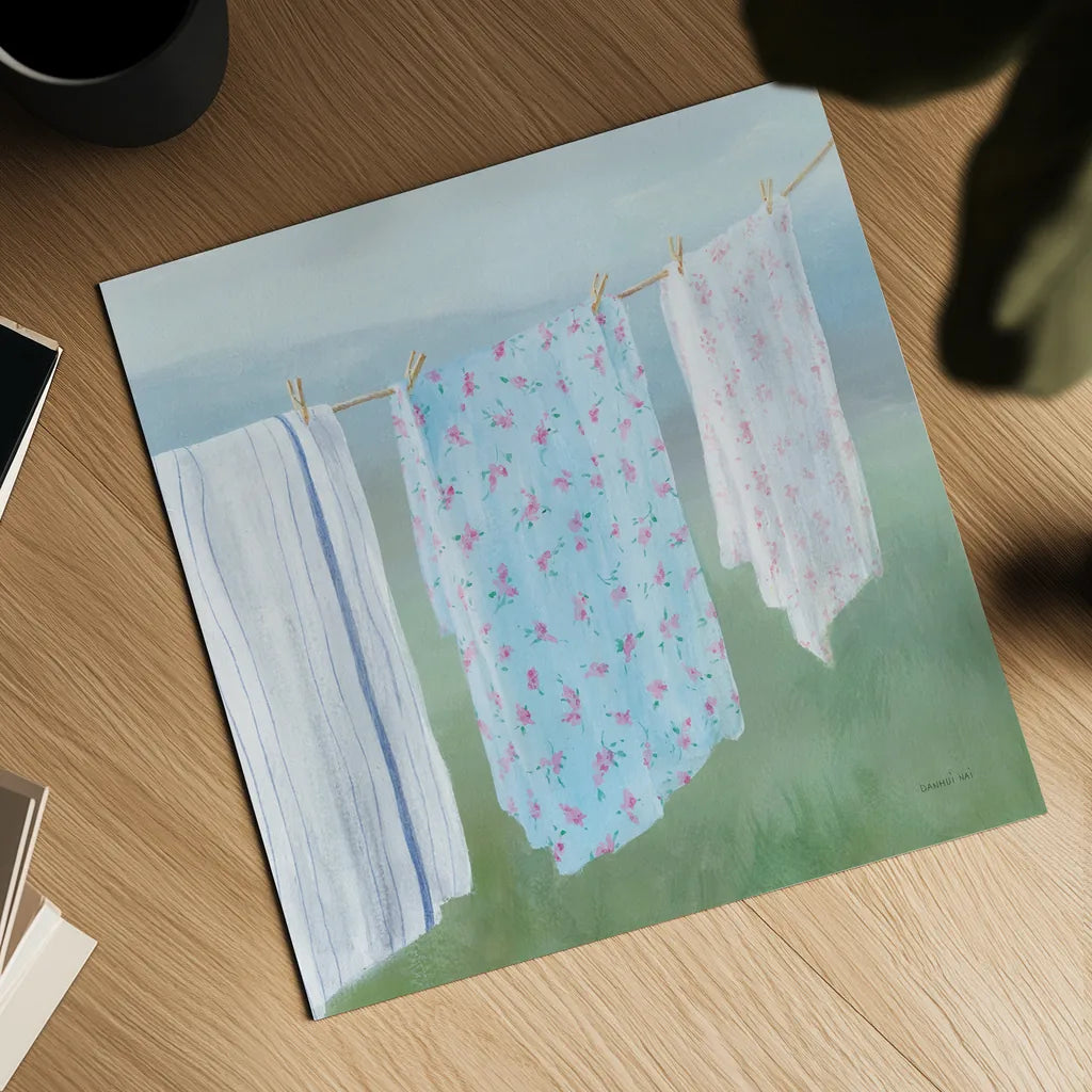 Laundry Day II by Danhui Nai. Shown as a detailed flat fine art print, highlighting archival giclee quality. Available as an archival giclee rolled canvas, fine art paper, or poster print. SKU 73584a.