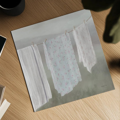 Laundry Day II Neutral by Danhui Nai. Shown as a detailed flat fine art print, highlighting archival giclee quality. Available as an archival giclee rolled canvas, fine art paper, or poster print. SKU 86425a.