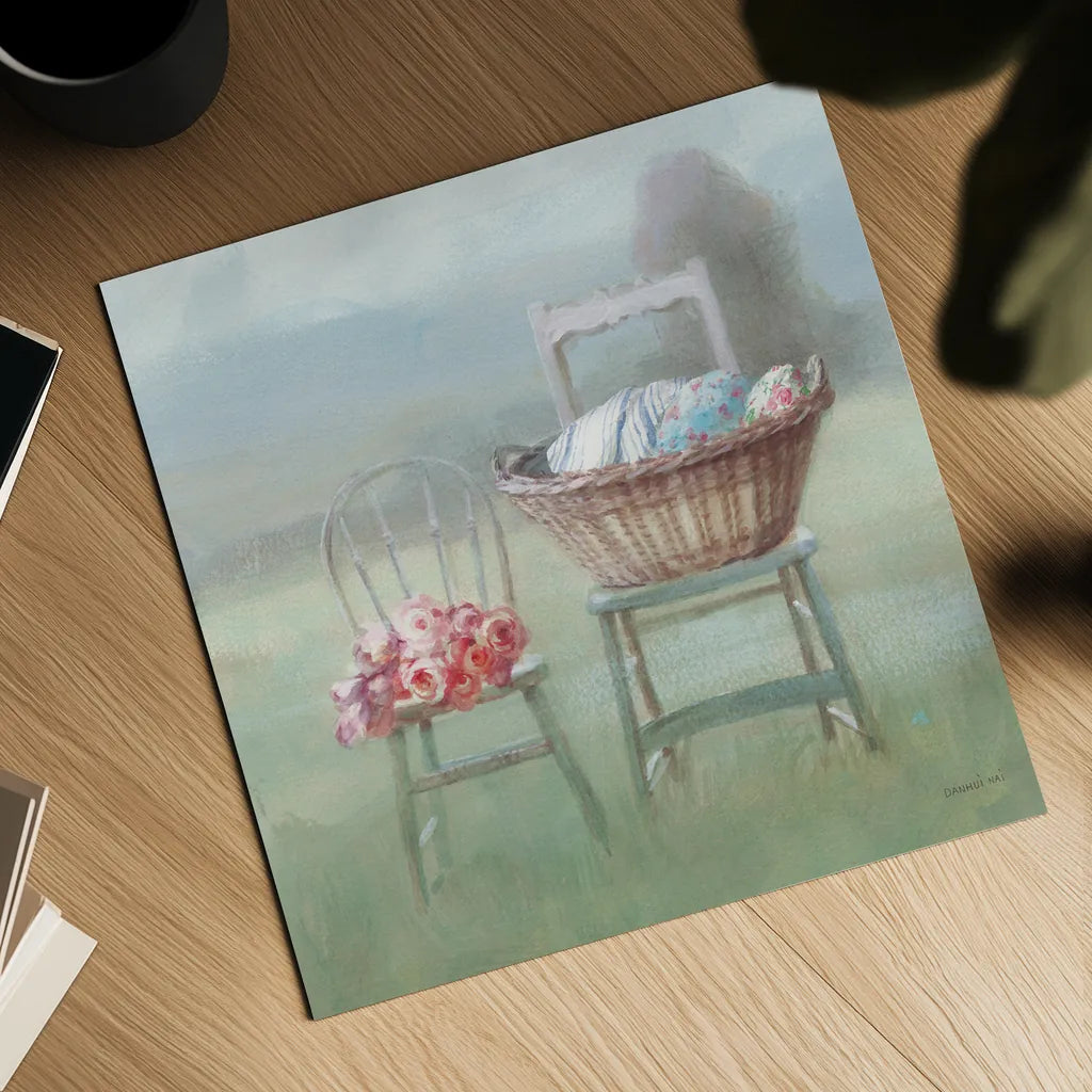 Laundry Day III by Danhui Nai. Shown as a detailed flat fine art print, highlighting archival giclee quality. Available as an archival giclee rolled canvas, fine art paper, or poster print. SKU 73585a.