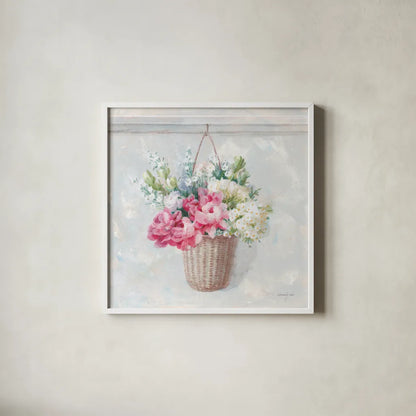 Laundry Day V by Danhui Nai. Shown in a crisp white glass frame for a clean and minimalist style. Available as an archival giclee rolled canvas, fine art paper, or poster print. SKU 73587a.